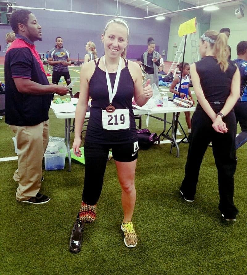 I earned my first gold medal in a para-athletic track meet. What made this race especially meaningful was that I ran it exactly one year after my amputation.