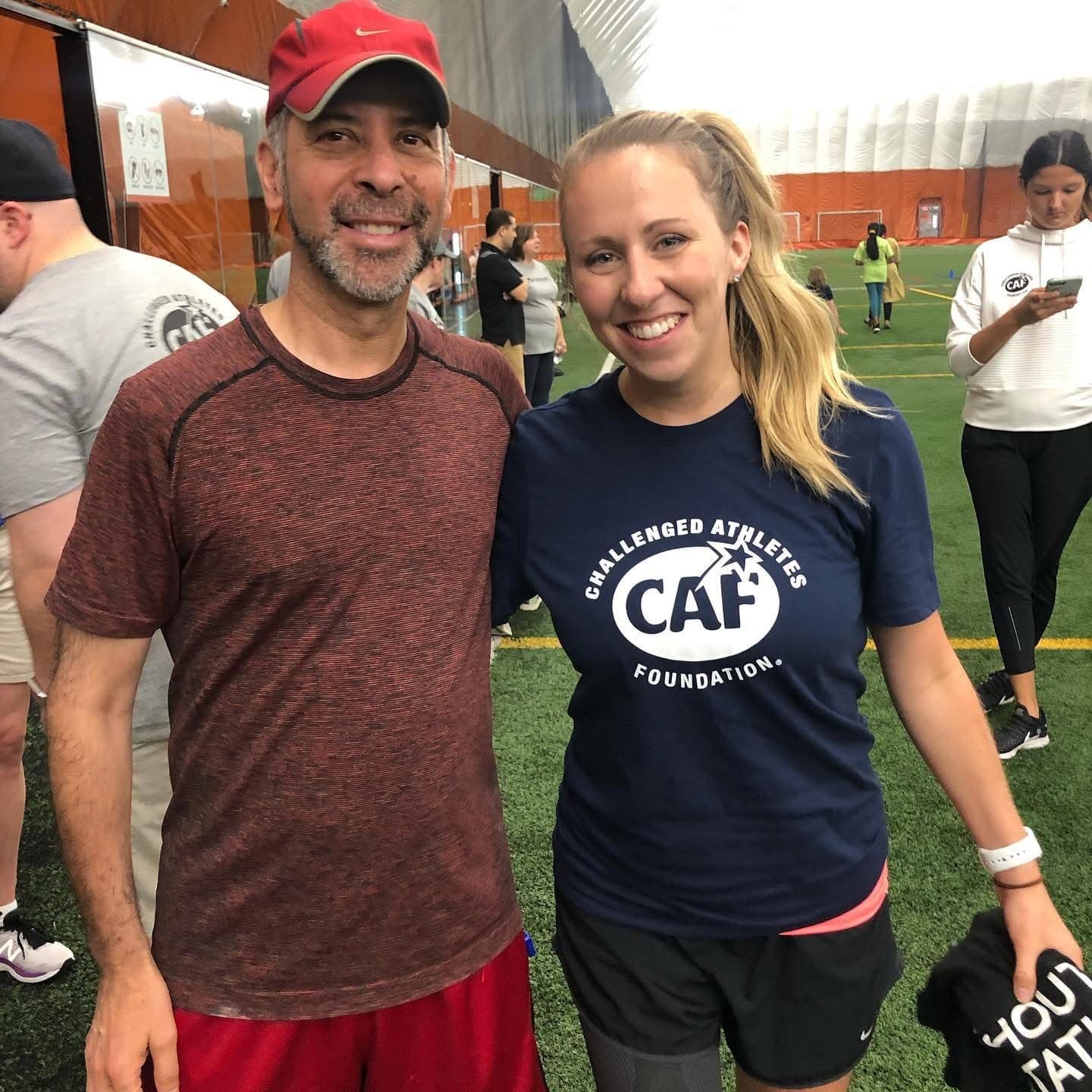 I attended my first running clinic with the Challenged Athletes Foundation in Evanston, IL. Pictured with me is Dr. David DelToro, my Physical Medicine and Rehab doctor—the first person to help me see the world of possibilities that amputation could offer.