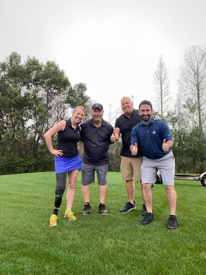 During our POA visit in February 2021, Spencer and I had the privilege of golfing alongside Stan Patterson, the owner and founder of POA, and Roger Underhill, my incredible prosthetist, who turns so many possibilities into reality for me.