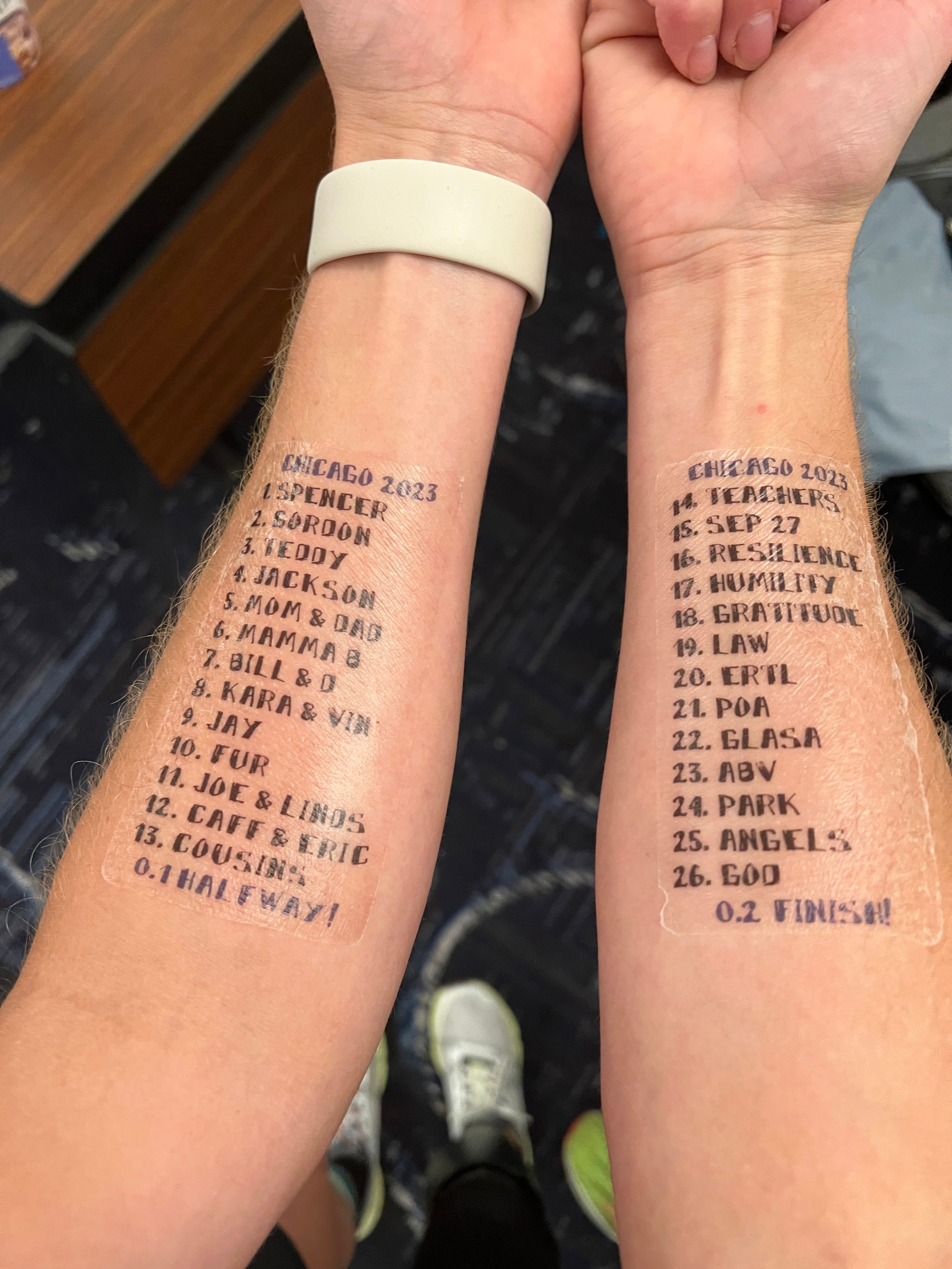 12:53 pm – Hand-in-hand, Spencer and I approached the finish line of the Chicago Marathon. After 5 hours and 35 seconds—and all the moments, miles, and memories leading up to it—WE DID IT!